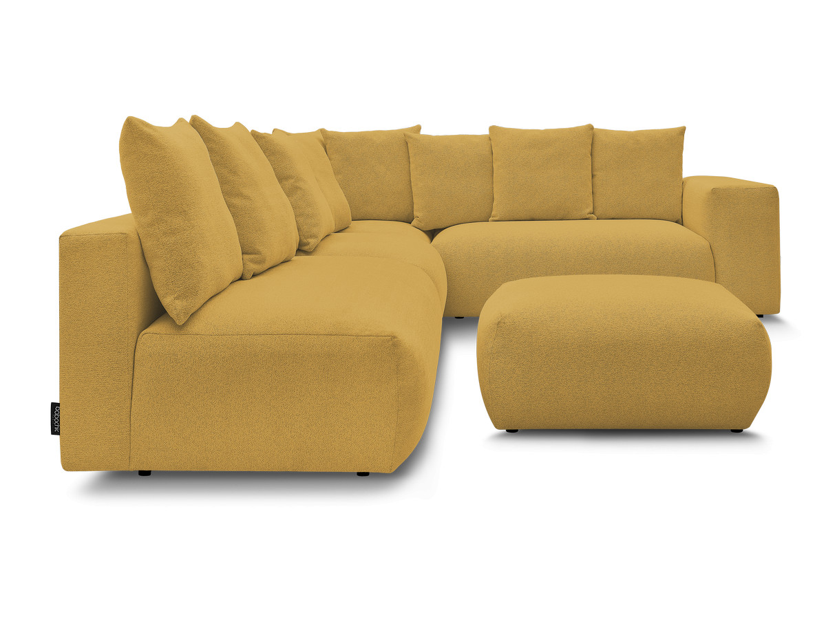 Bobochic Voltaire Ecksofa mit Pouf 322 × 268 cm Melange-Stoff Gelb Ecke rechts