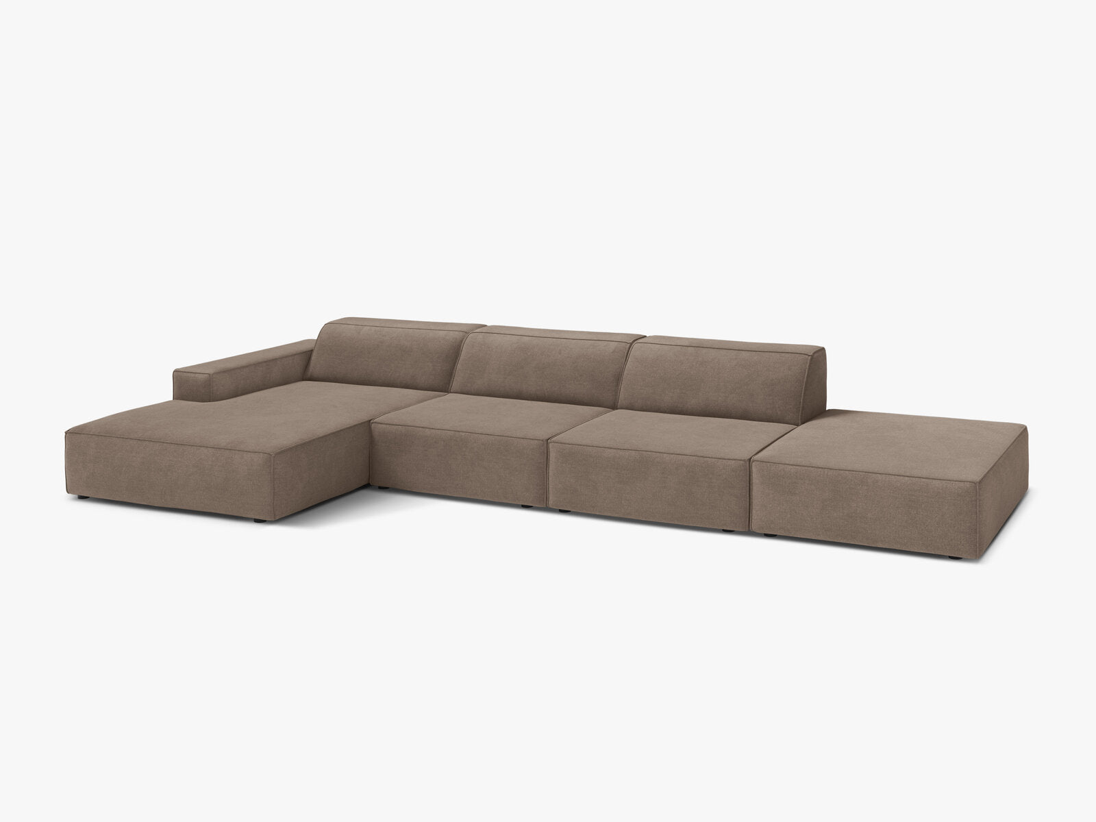 Micadoni Ecksofa Jodie 5-Sitzer Links Strukturierter Stoff Liberty Cappuccino