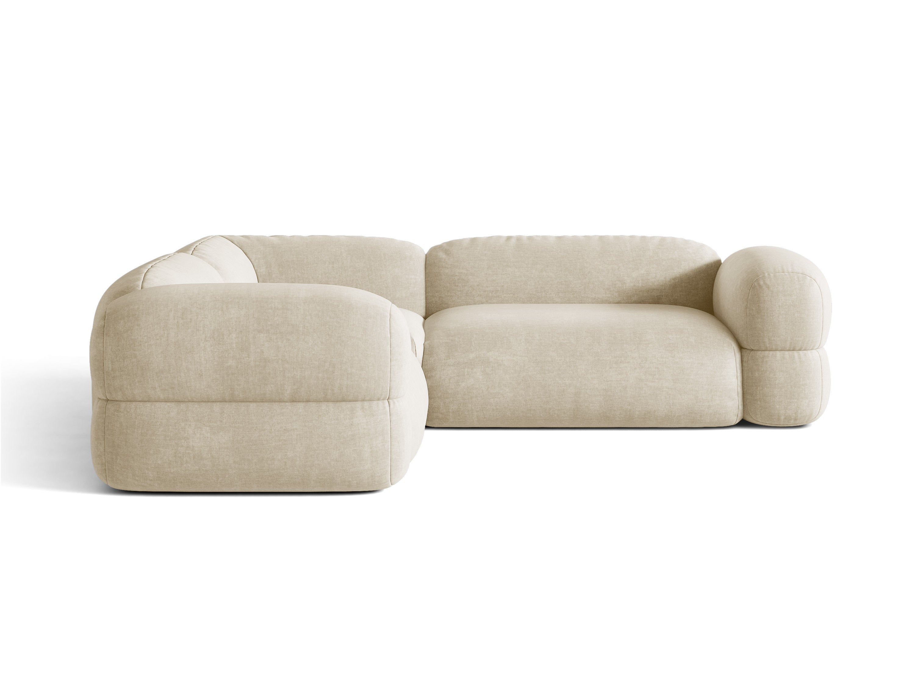 Micadoni Symmetrisches Ecksofa Luno 5-Sitzer Samt Vogue Helles Beige