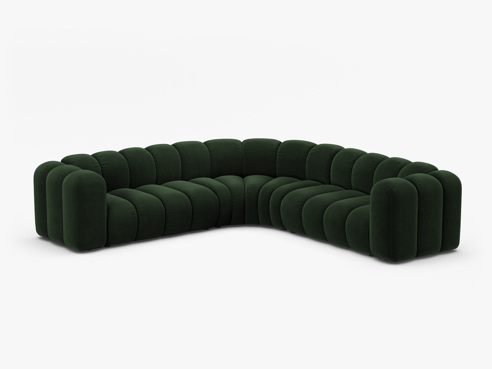 Micadoni symmetrisches Ecksofa Lupine 5-Sitzer mittelgroß Samt Venus Flaschengrün