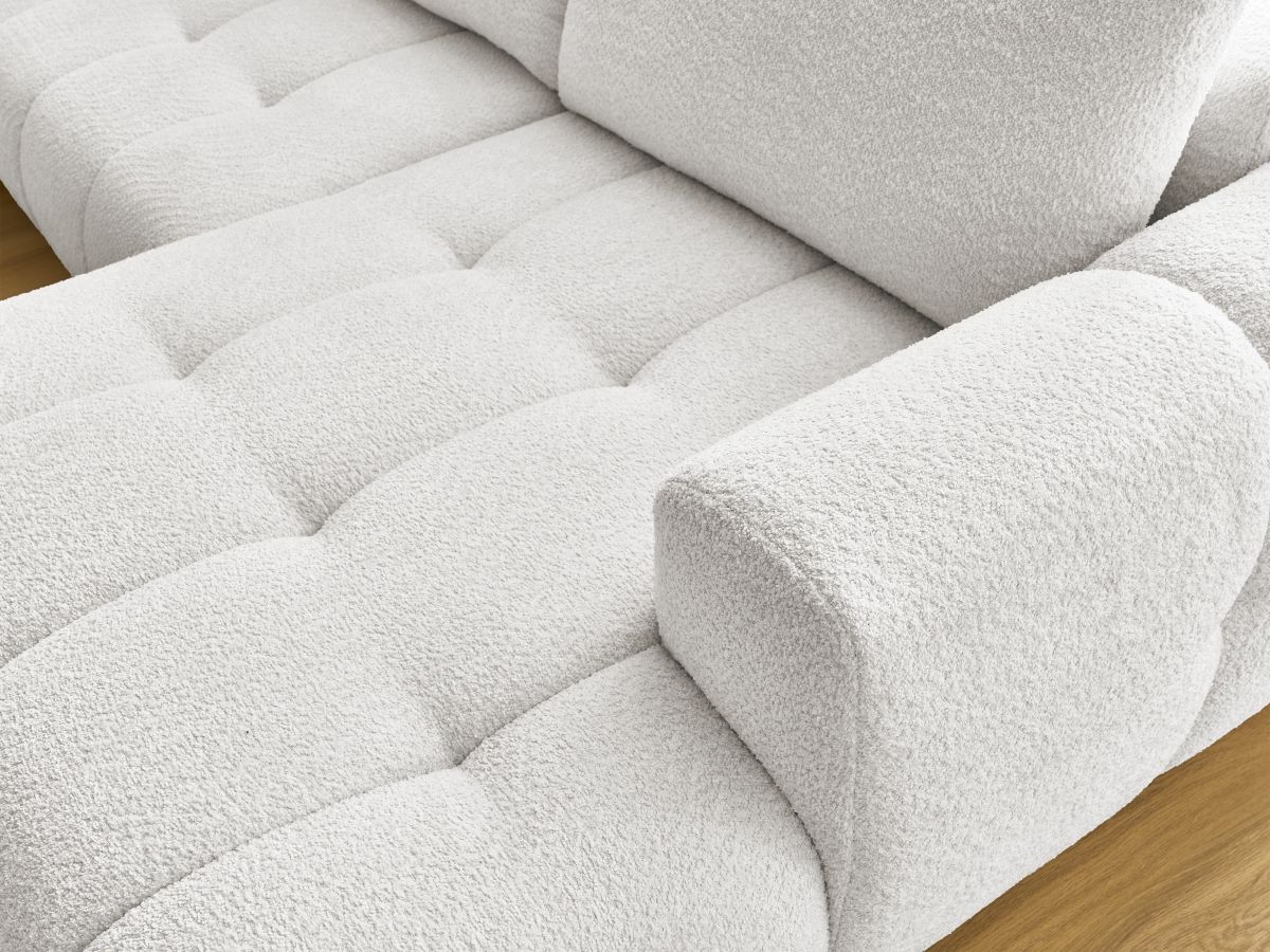 Bobochic Fuji Wohnlandschaft mit Pouf Bouclé-Stoff Weiß Ecke links