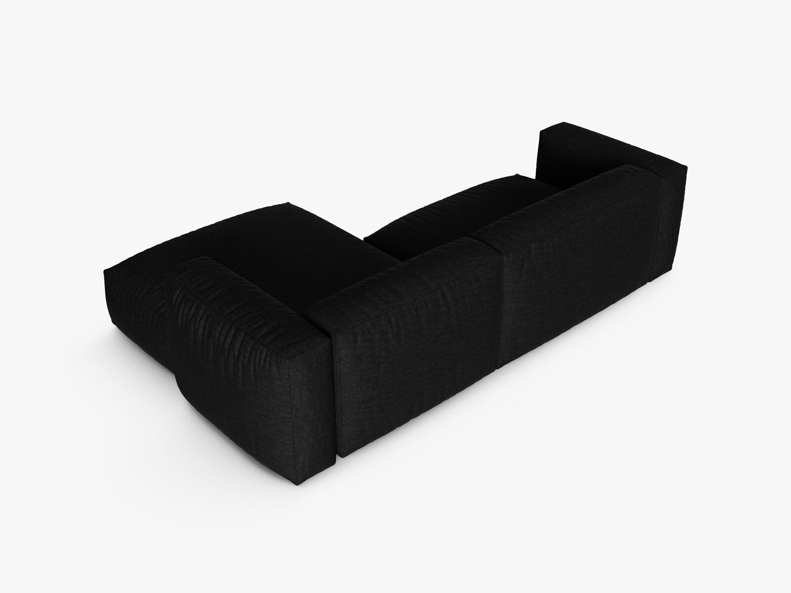 Micadoni Ecksofa Martina 2-Sitzer 90cm Sitztiefe Rechts Strukturierter Stoff Boston Schwarz
