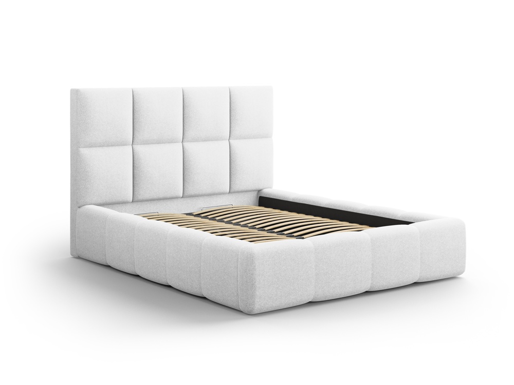 Cosmopolitan Design Stauraumbett mit Kopfteil Livigno 160x200 Strukturierter Stoff Solid Kaltes Hellgrau