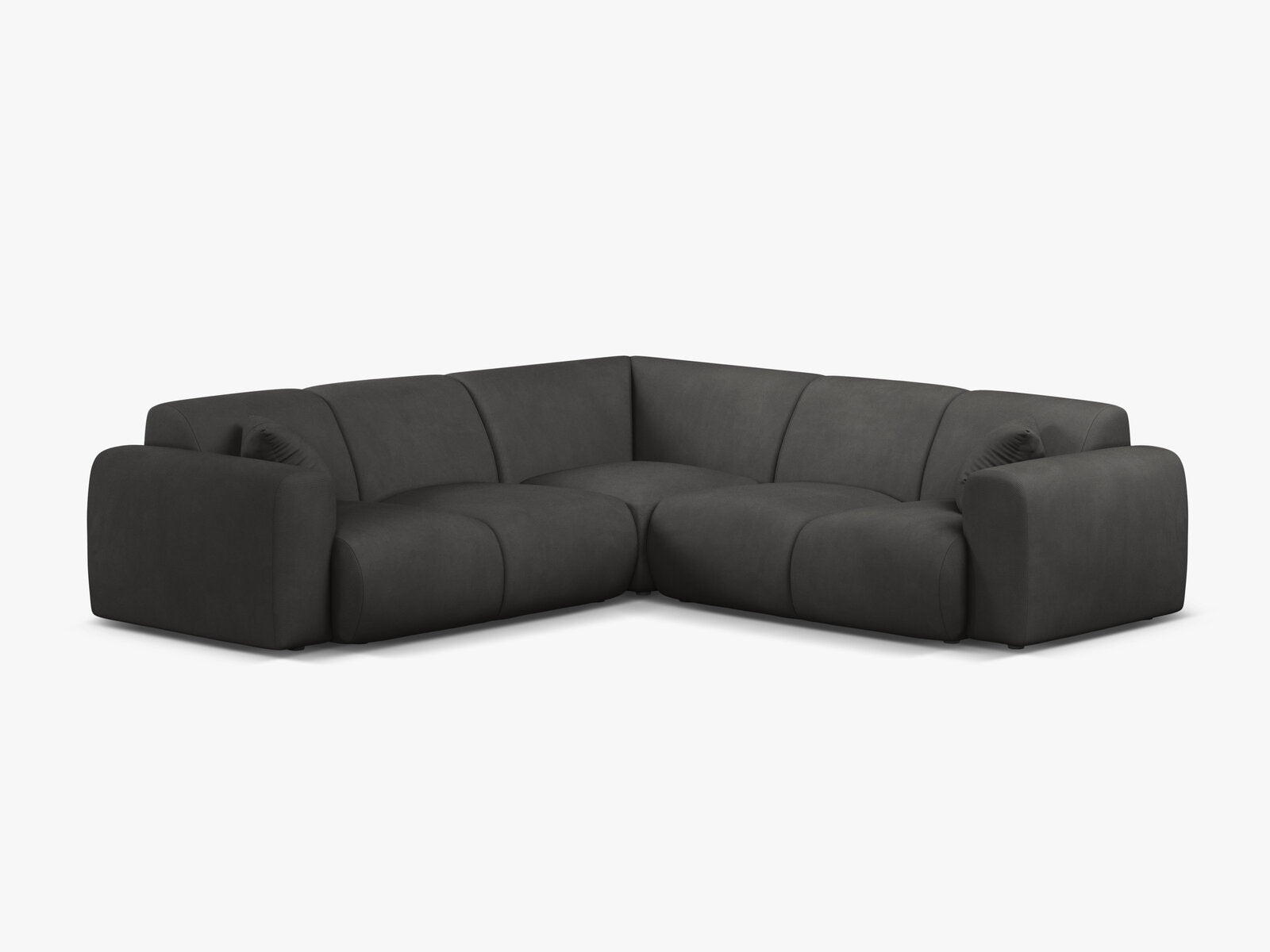 Micadoni Ecksofa Molino 5-Sitzer Strukturierter Stoff Rebel Dunkelgrau