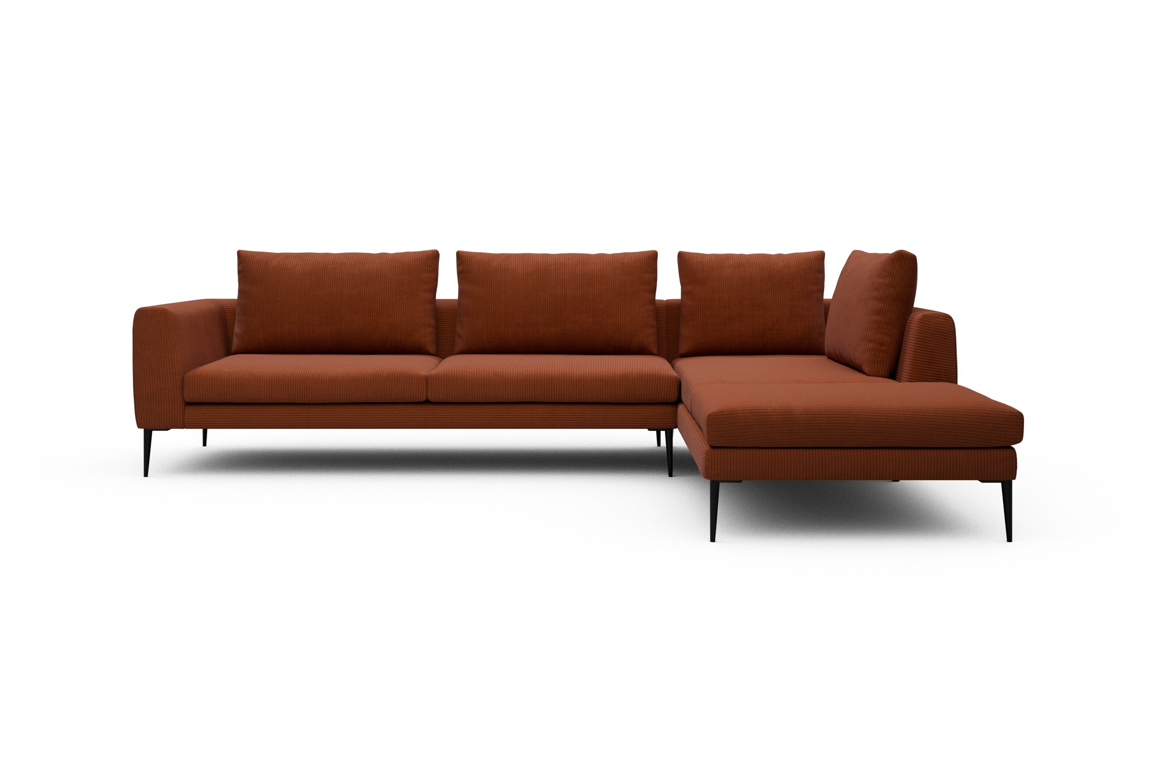 Skandi Home Ecksofa Paul Relax-Ecke links mit 3-Sitzer Corduroy-Burnt-Orange moebelfaktor