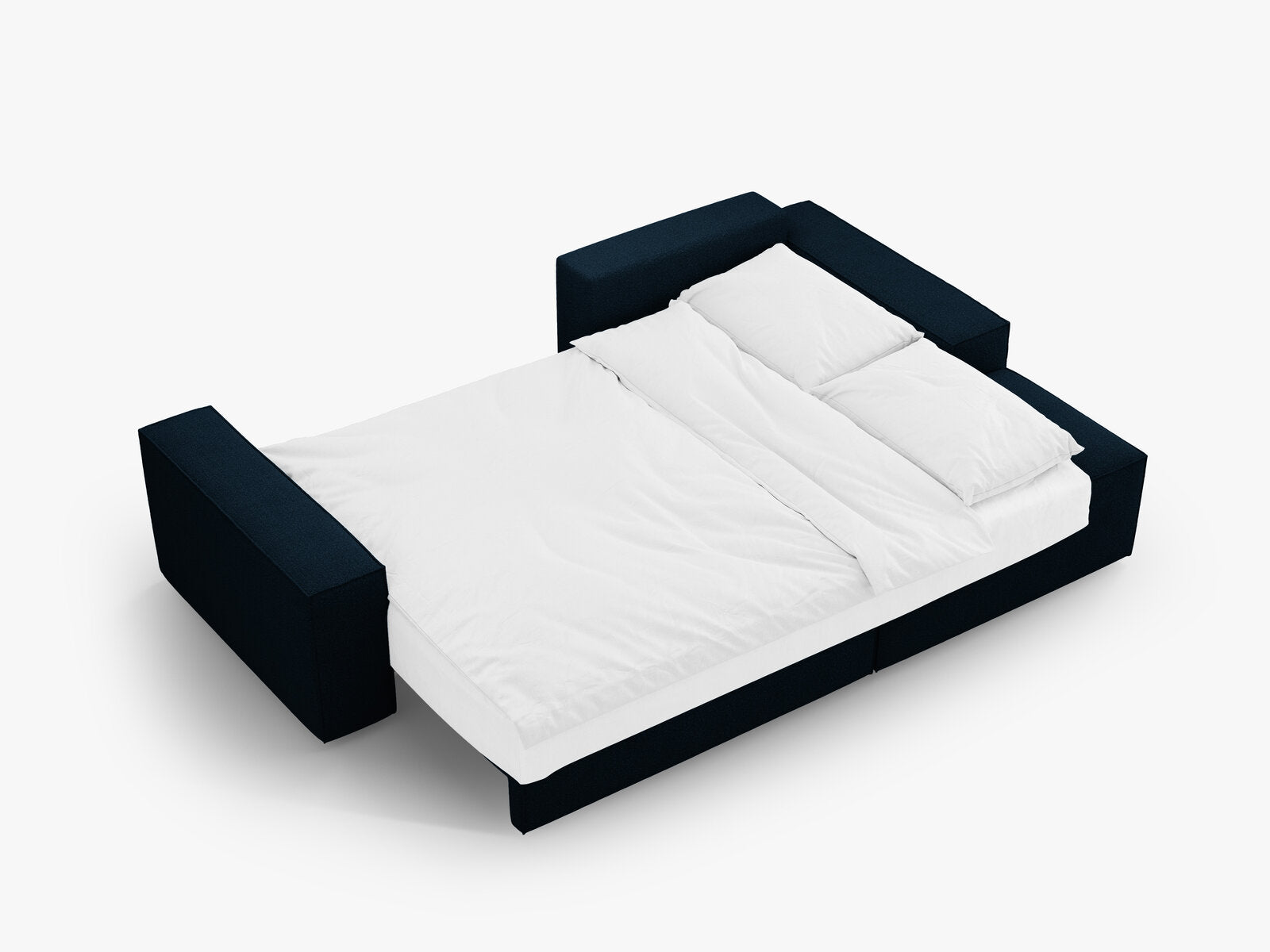 Micadoni Schlaf-Ecksofa Jodie 3-Sitzer Rechts Boucle Dunkelblau