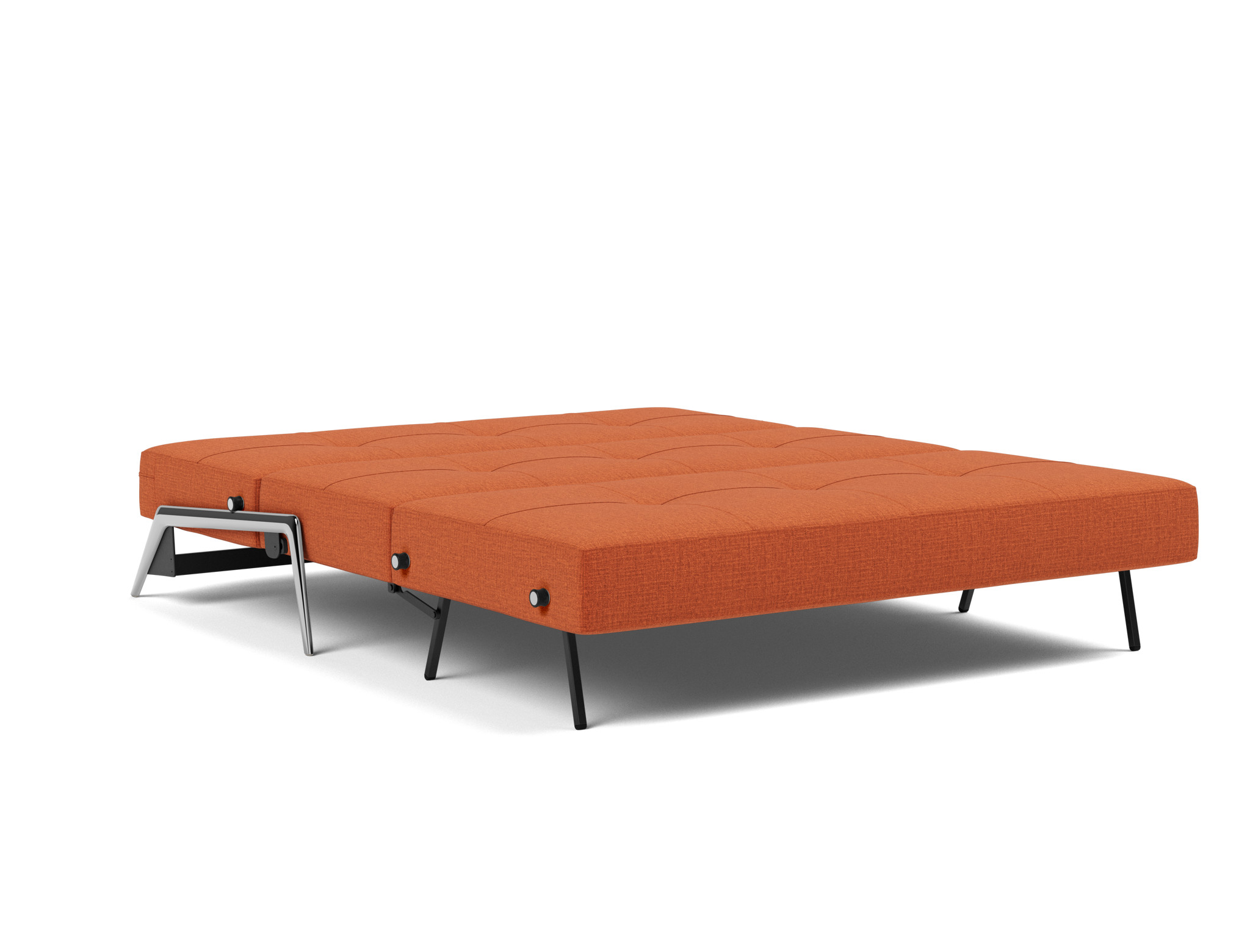 Schlafsofa Cubed 160 Chenille Esina 412-Rust-Orange Beine Aluminium