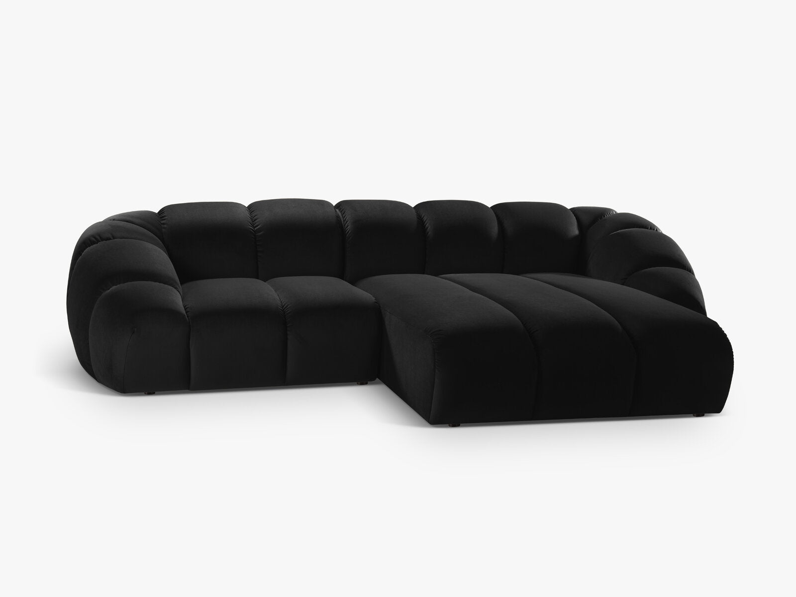 Micadoni Ecksofa Diana 3-Sitzer Rechts Samt Schwarz