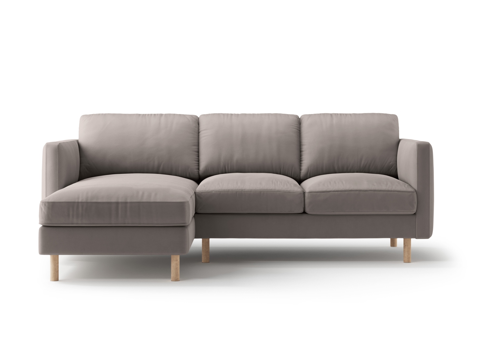 Micadoni Ecksofa Eden 3-Sitzer Links Samt Warmes Grau