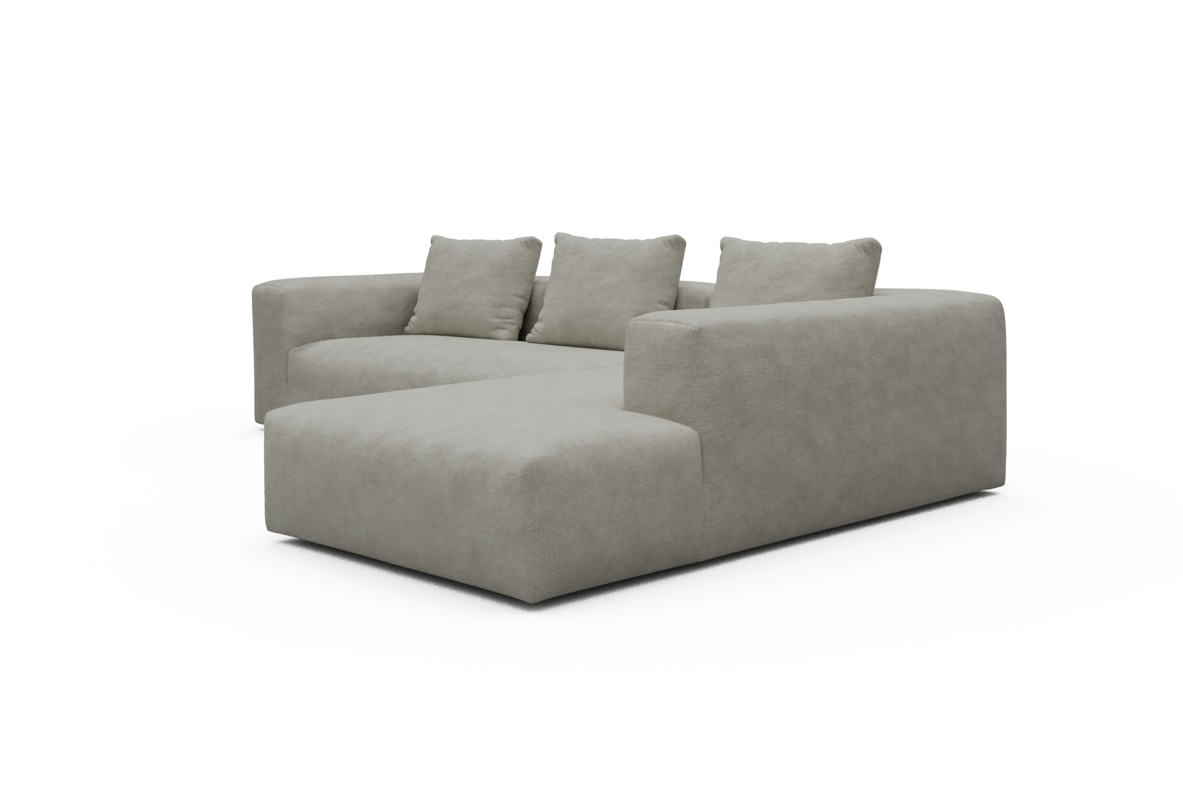 Ecksofa Fred Relax-Ecke rechts mit 2,5-Sitzer Carreno-Moon-Stone-White