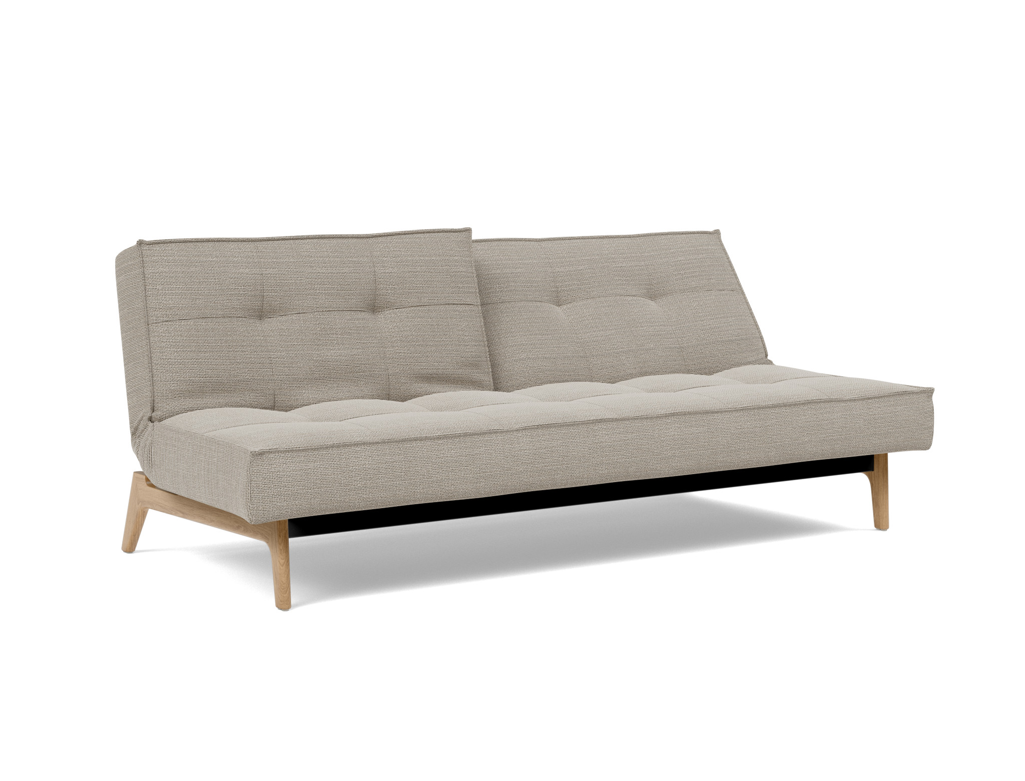 Schlafsofa Splitback Strukturierter Stoff Kenya 579-Gravel Beine Eiche