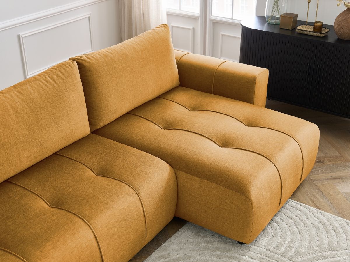 Bobochic Arsene Ecksofa mit Schlaffunktion und Bettkasten 288 × 148 cm Samt Gelb