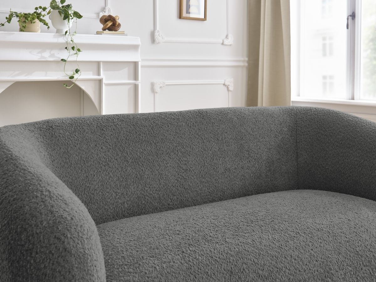 Bobochic Celine Sofa 2-Sitzer Bouclé-Stoff Dunkelgrau