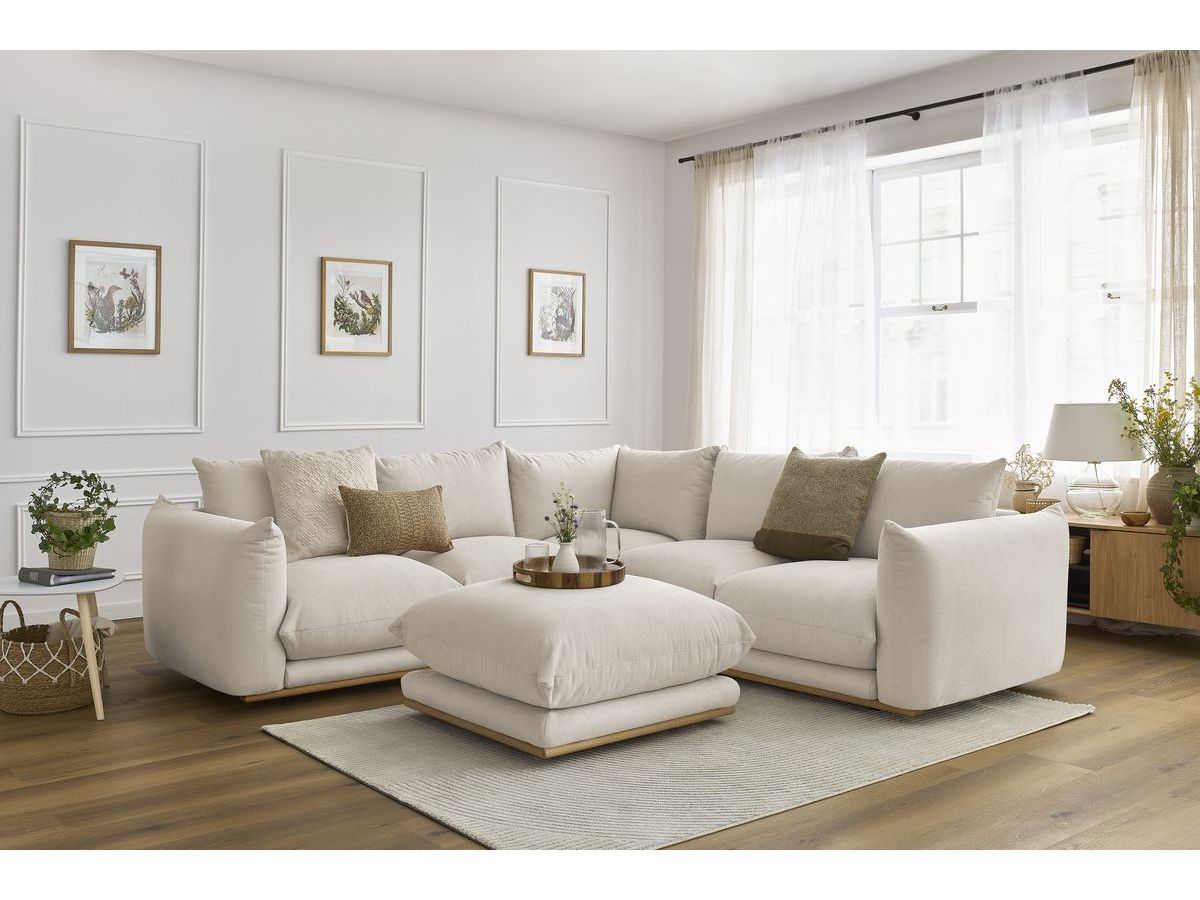 Bobochic Ernest Ecksofa mit Pouf Stoff Beige