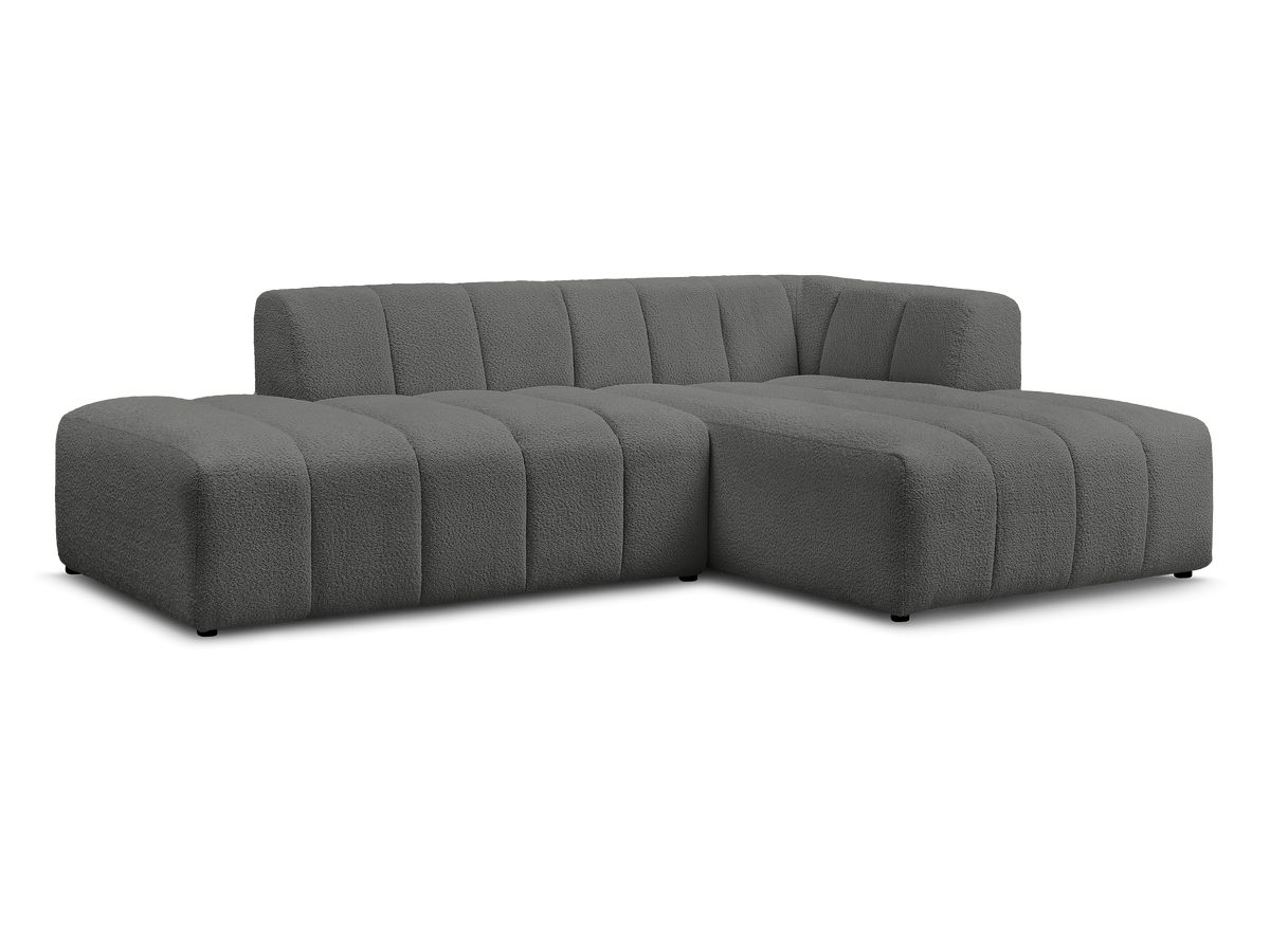 Bobochic Annecy Ecksofa Bouclé-Stoff Dunkelgrau Ecke rechts