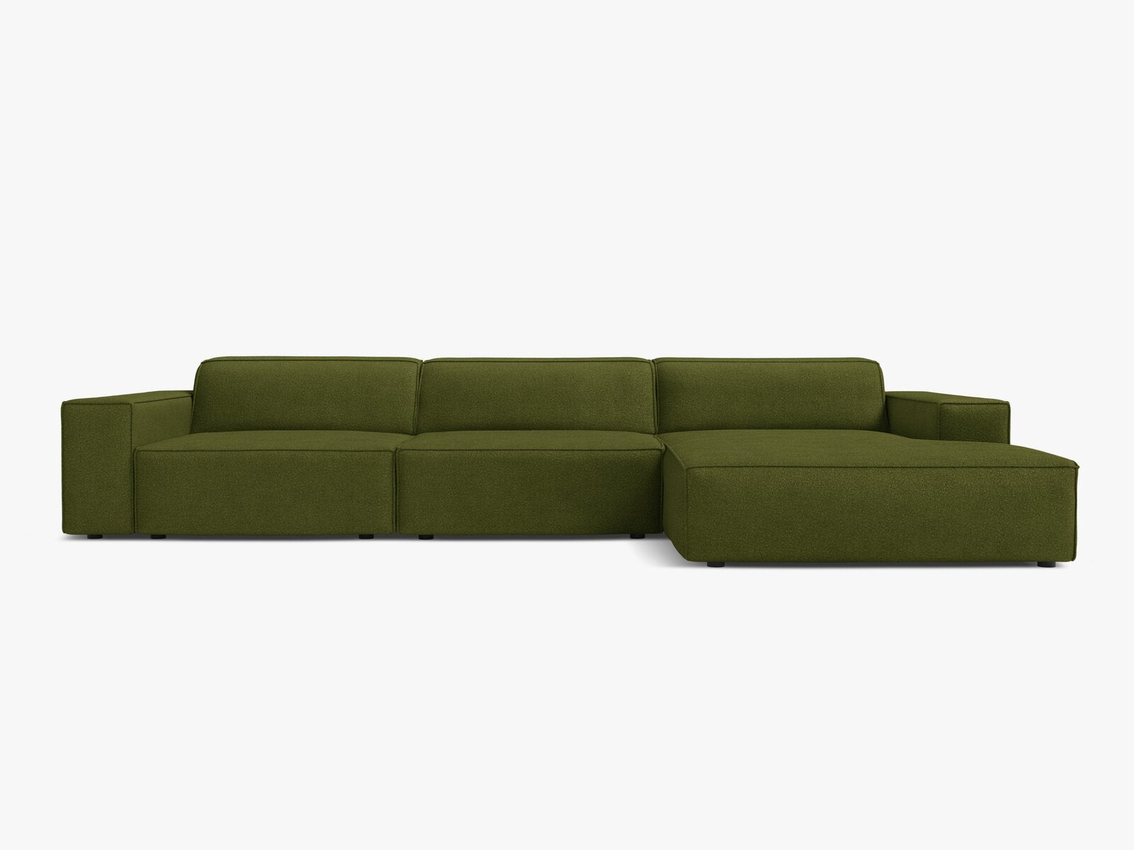 Micadoni Ecksofa Jodie 4-Sitzer Rechts Boucle Baloo Dunkel-Olivgrün