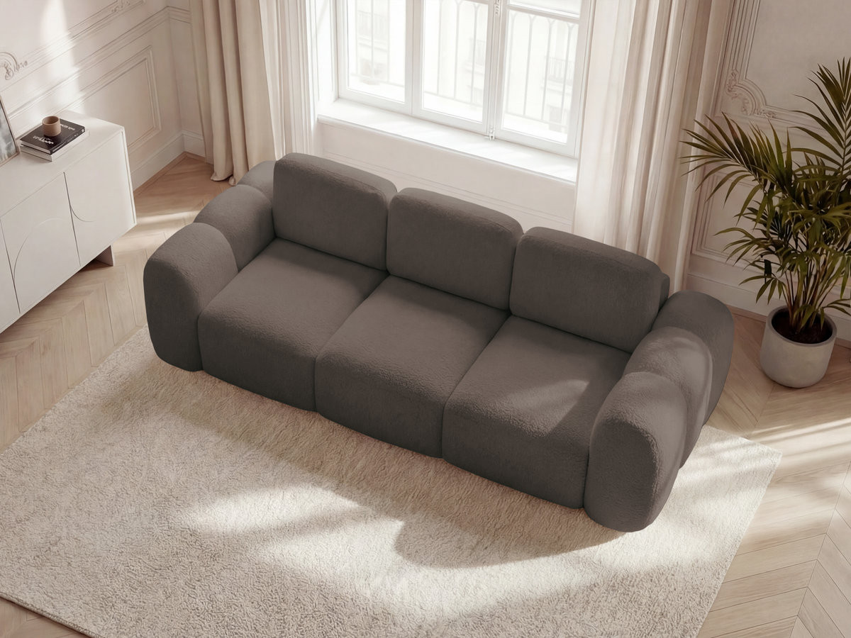 Bobochic Montaigne Schlafsofa 3-Sitzer mit Bettkasten Bouclé-Stoff Braun