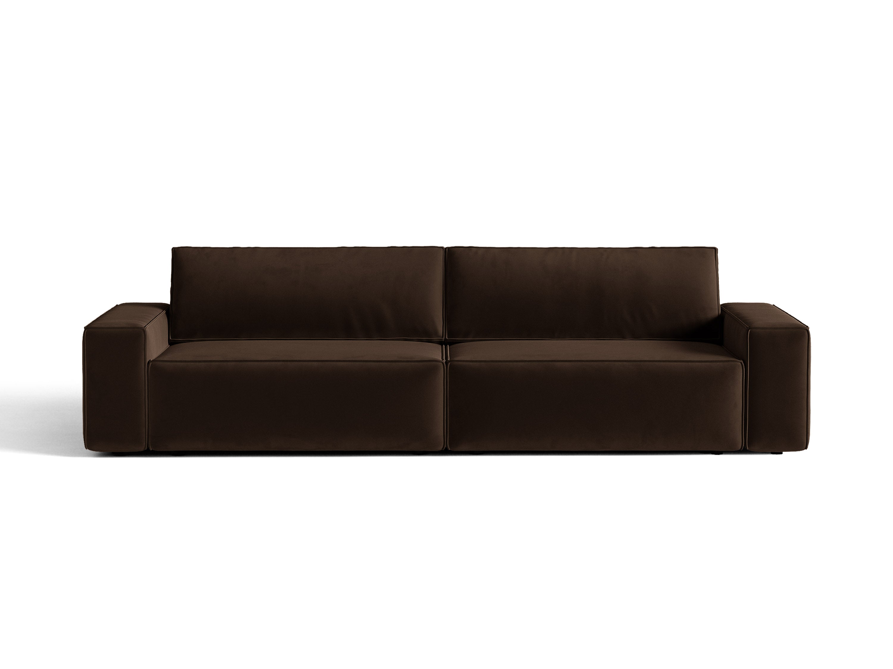 Micadoni Schlafsofa Jodie 3-Sitzer Samt Bluvel Dunkelbraun