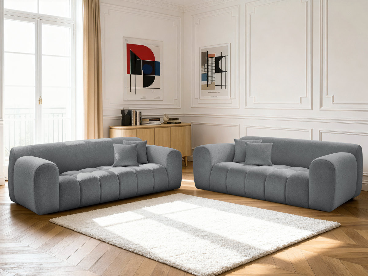 Bobochic Melisse Sofa 5-Sitzer Melange-Stoff Dunkelgrau