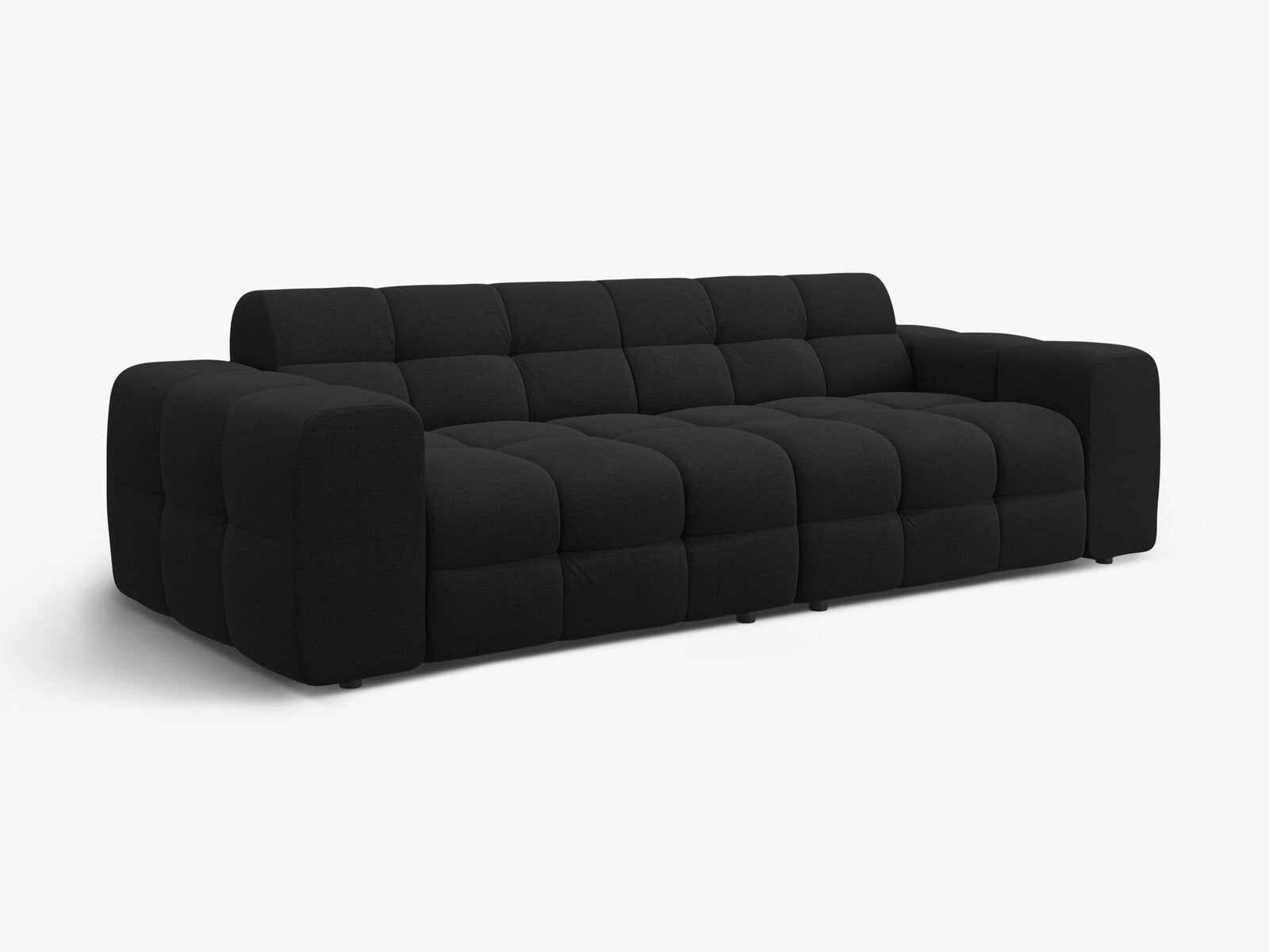 Micadoni Sofa Kendal 4-Sitzer Strukturierter Stoff Schwarz