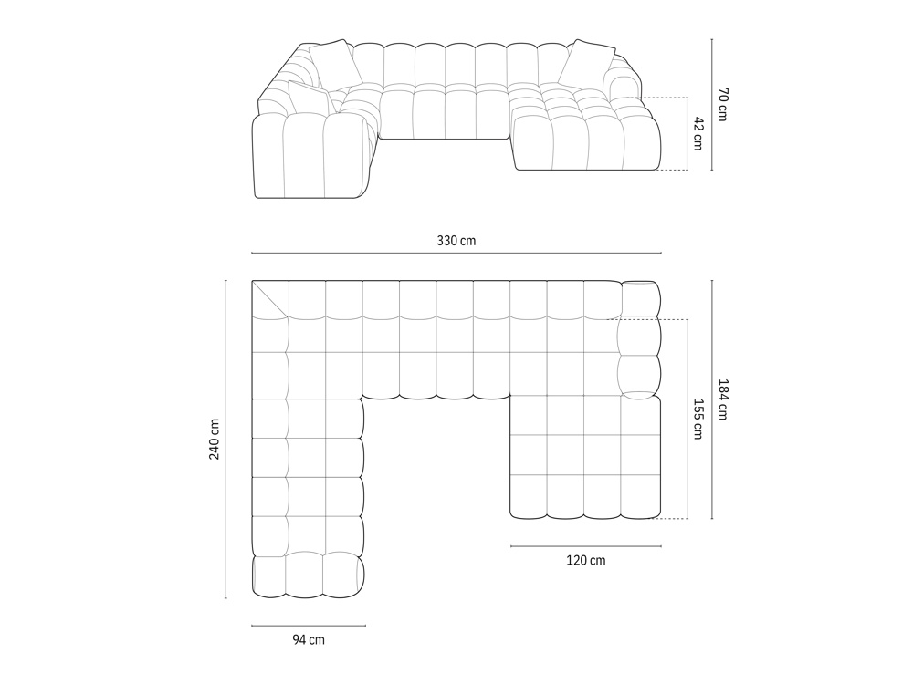 Cosmopolitan Design Panoramasofa Treno 4-Sitzer Samt Bluvel Cappuccino Links