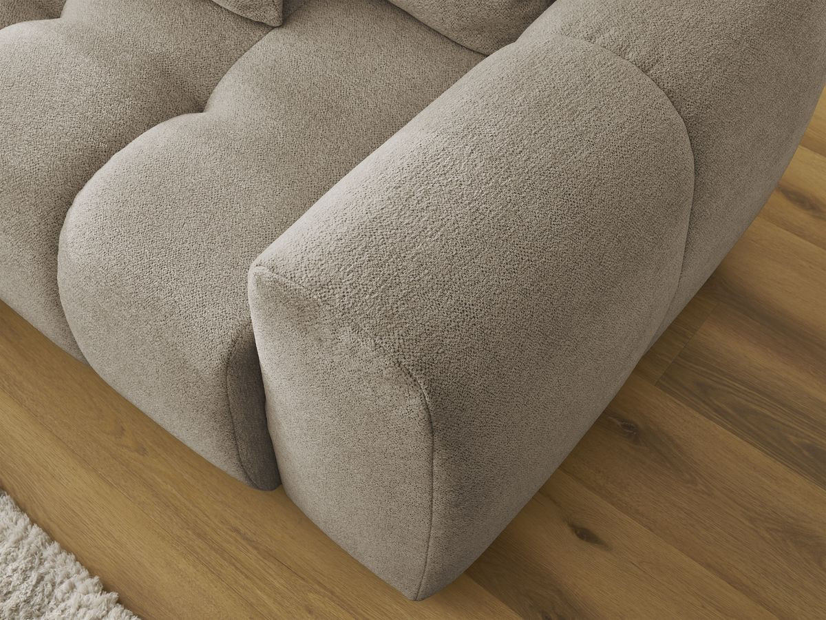 Bobochic Roxelane Ecksofa mit Schlaffunktion und Bettkasten 258 × 150 cm Melange-Stoff Taupe Ecke links