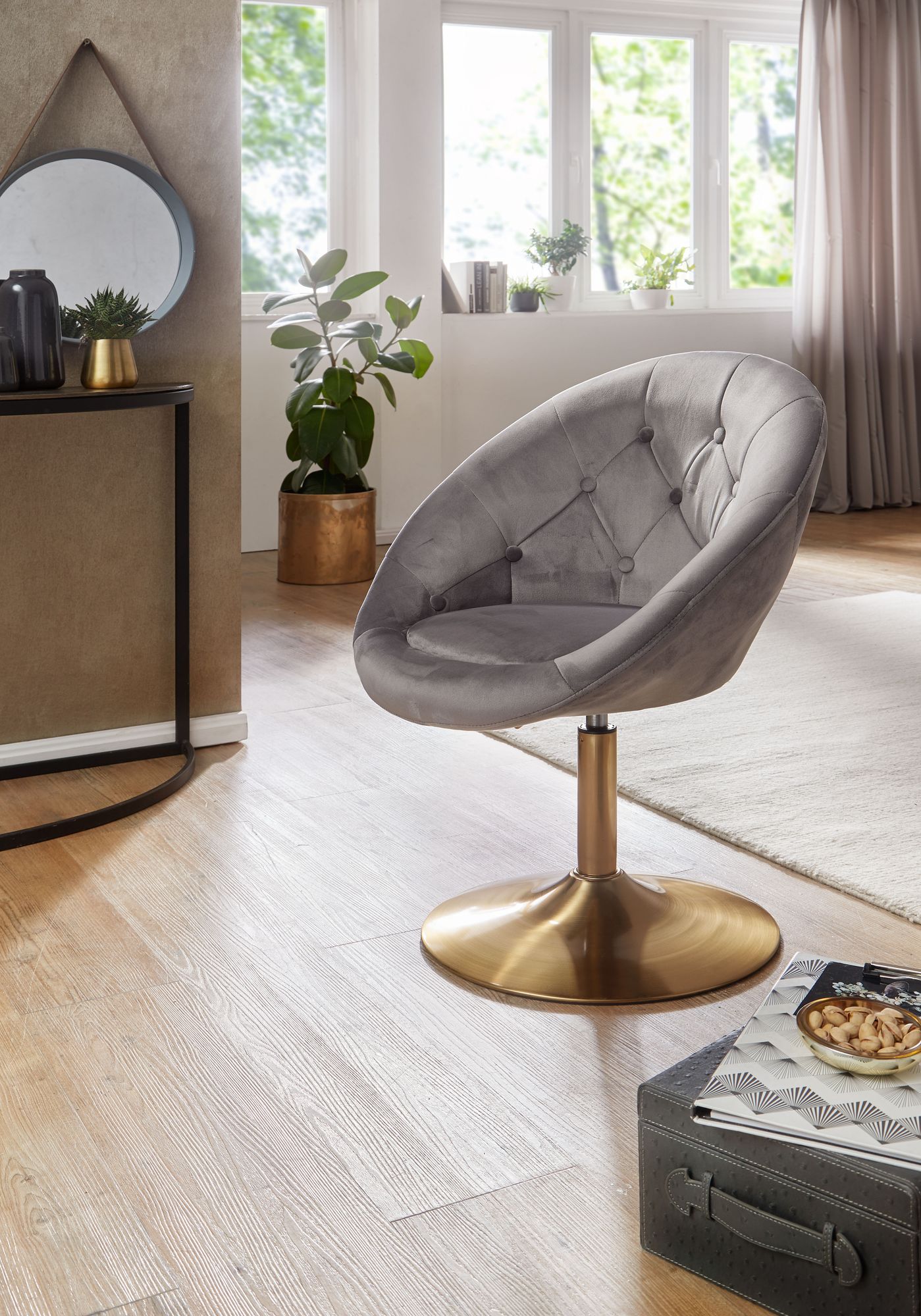Loungesessel Fresvik Samt Grau 67 × 62 × 100 cm