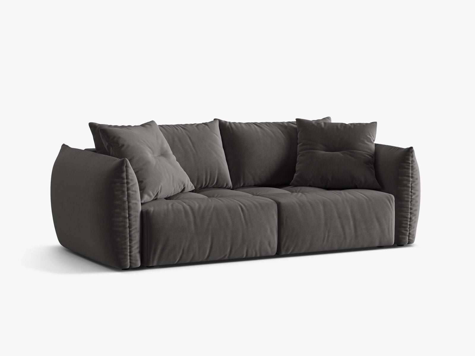 Micadoni Bloom Schlafsofa 3-Sitzer mit Bettkasten Samt Casino Dunkelgrau