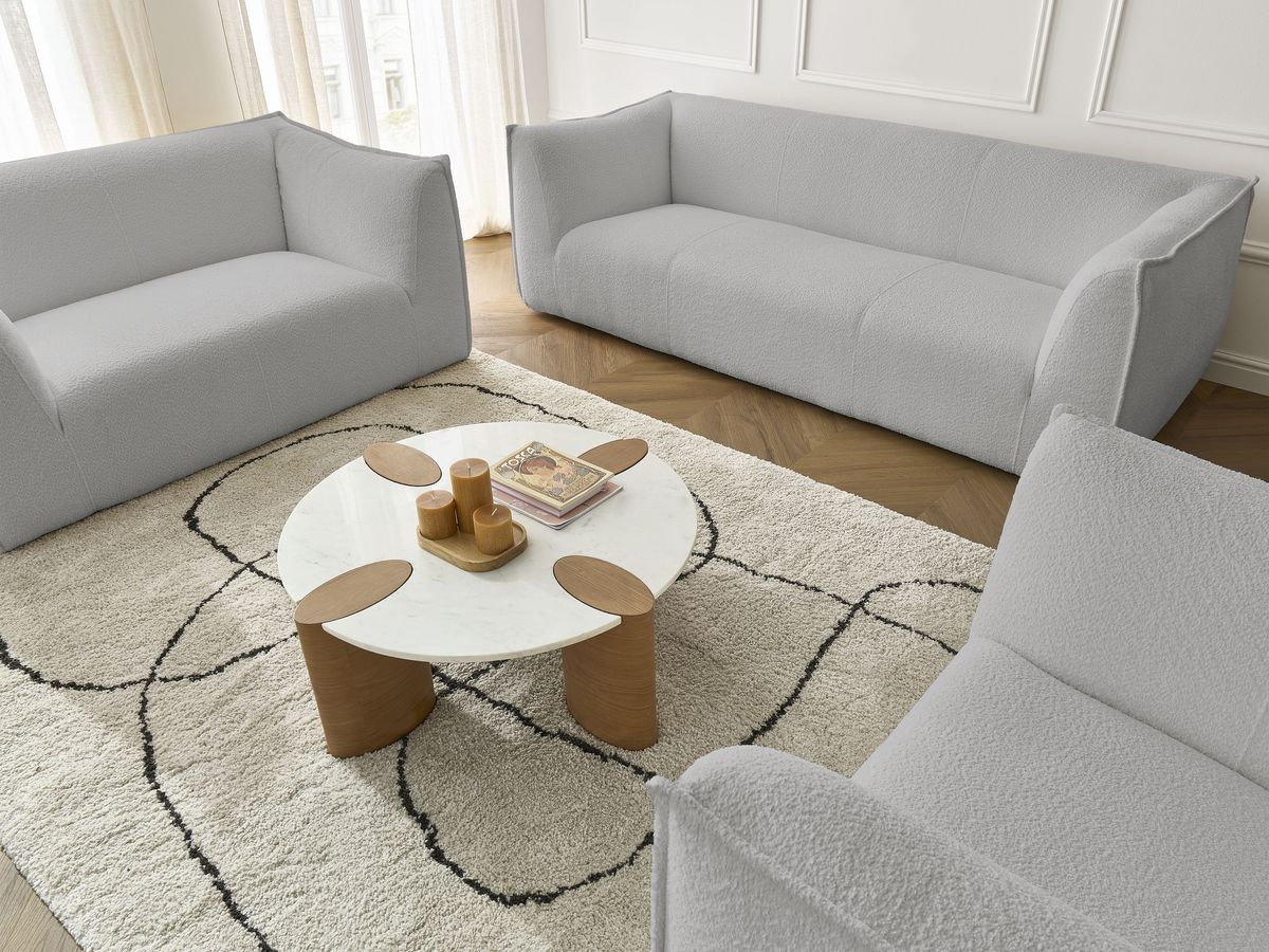 Bobochic Giorgia Sofa 5-Sitzer 534 × 100 cm Bouclé-Stoff Hellgrau