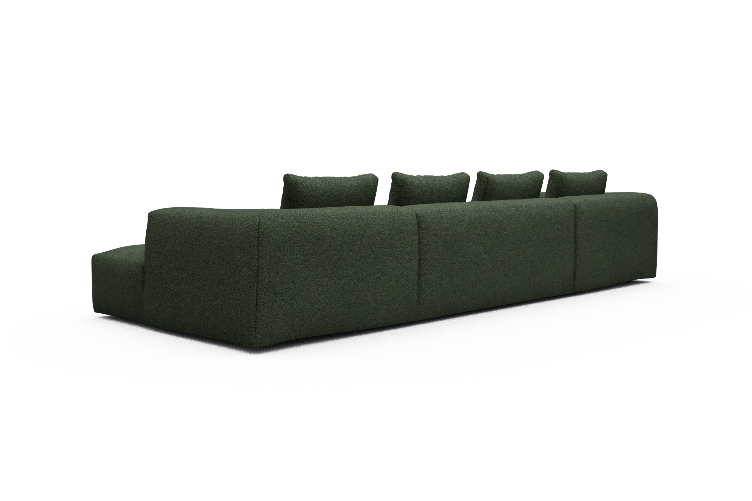 Wohnlandschaft Fred mit 2-Sitzer und Chaiselongue beidseitig Vanora-Deep-Green