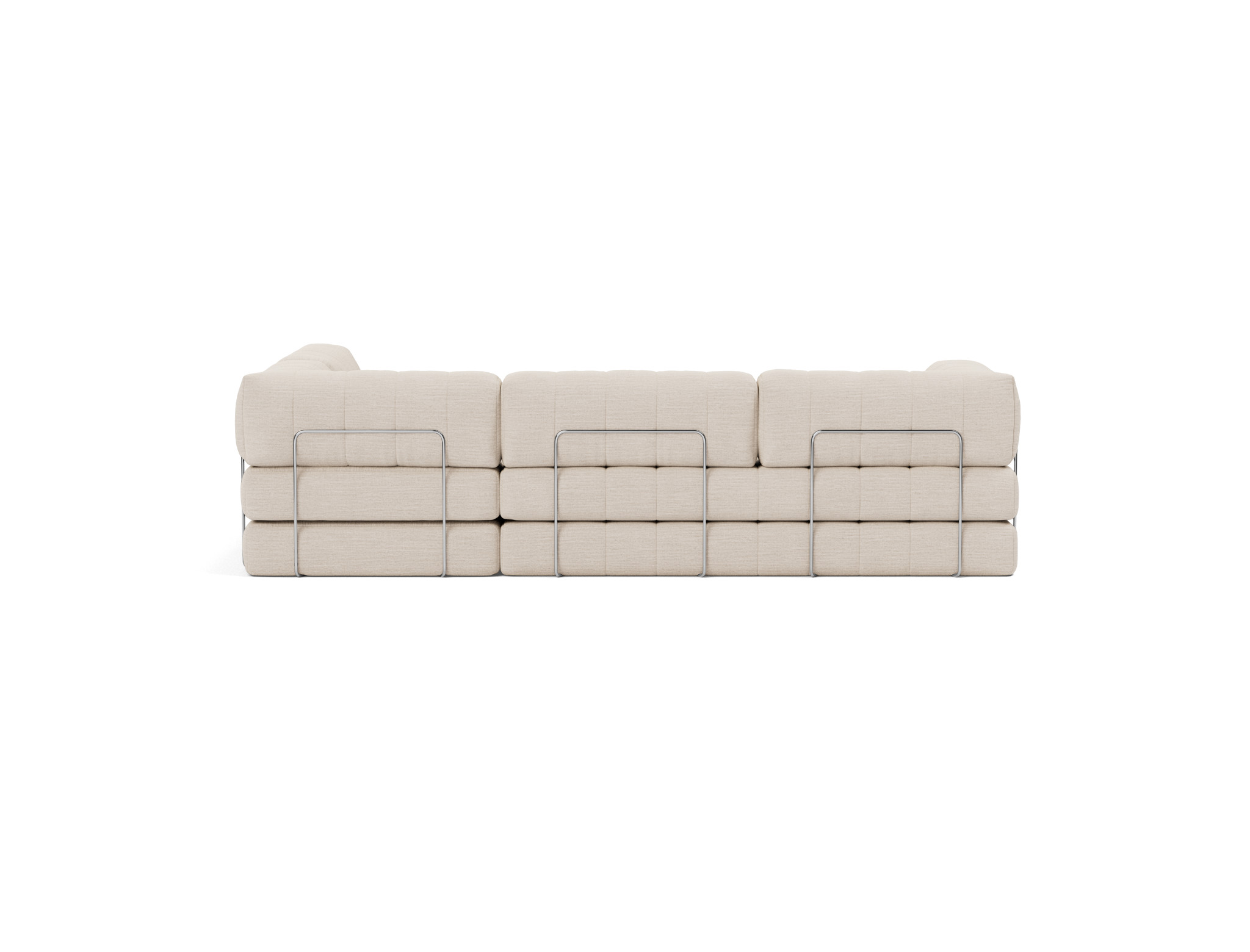 Eck-Schlafsofa CozyPad L-Form mit Armlehne Webstoff Blida 612-Sand-Grey