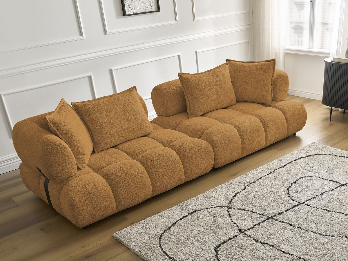 Bobochic Alya Sofa 4-Sitzer Bouclé-Stoff Gelb