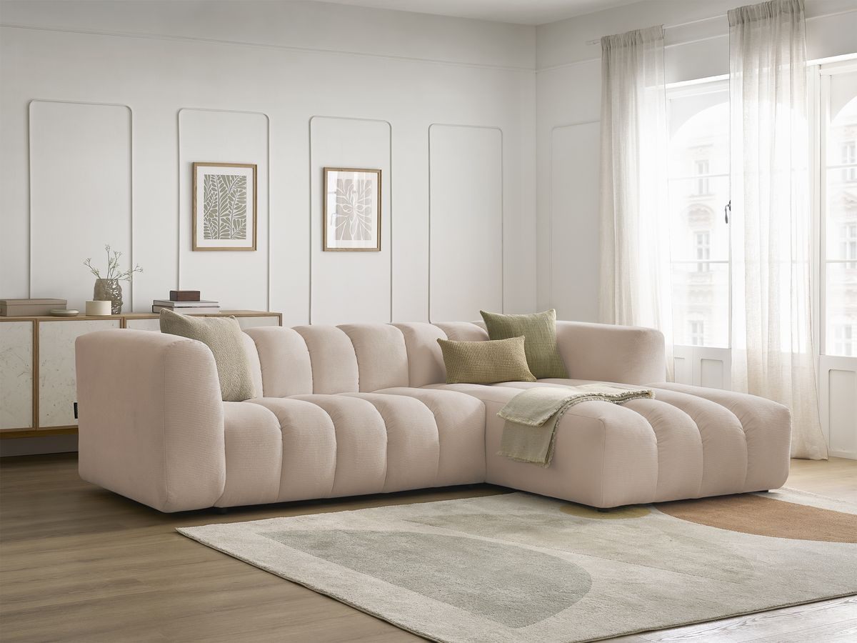 Bobochic Talia Ecksofa Melange-Stoff Beige Ecke rechts