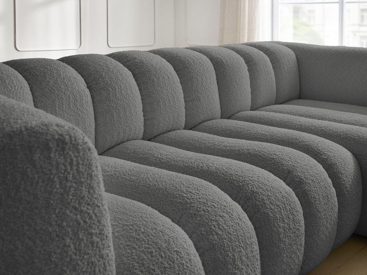 Bobochic Talia Ecksofa Bouclé-Stoff Dunkelgrau Ecke rechts