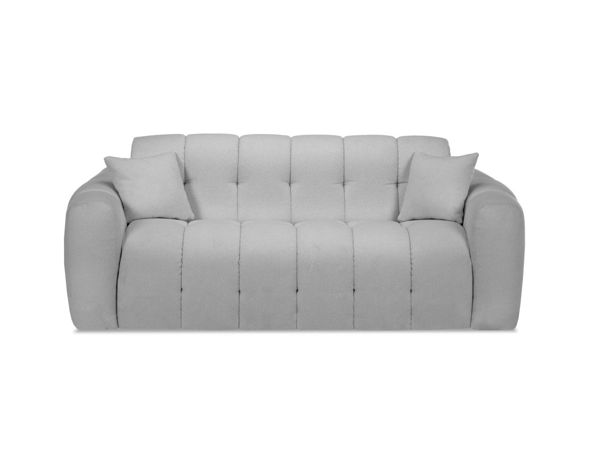 Bobochic Bradley Schlafsofa 3-Sitzer Bouclé-Stoff Hellgrau
