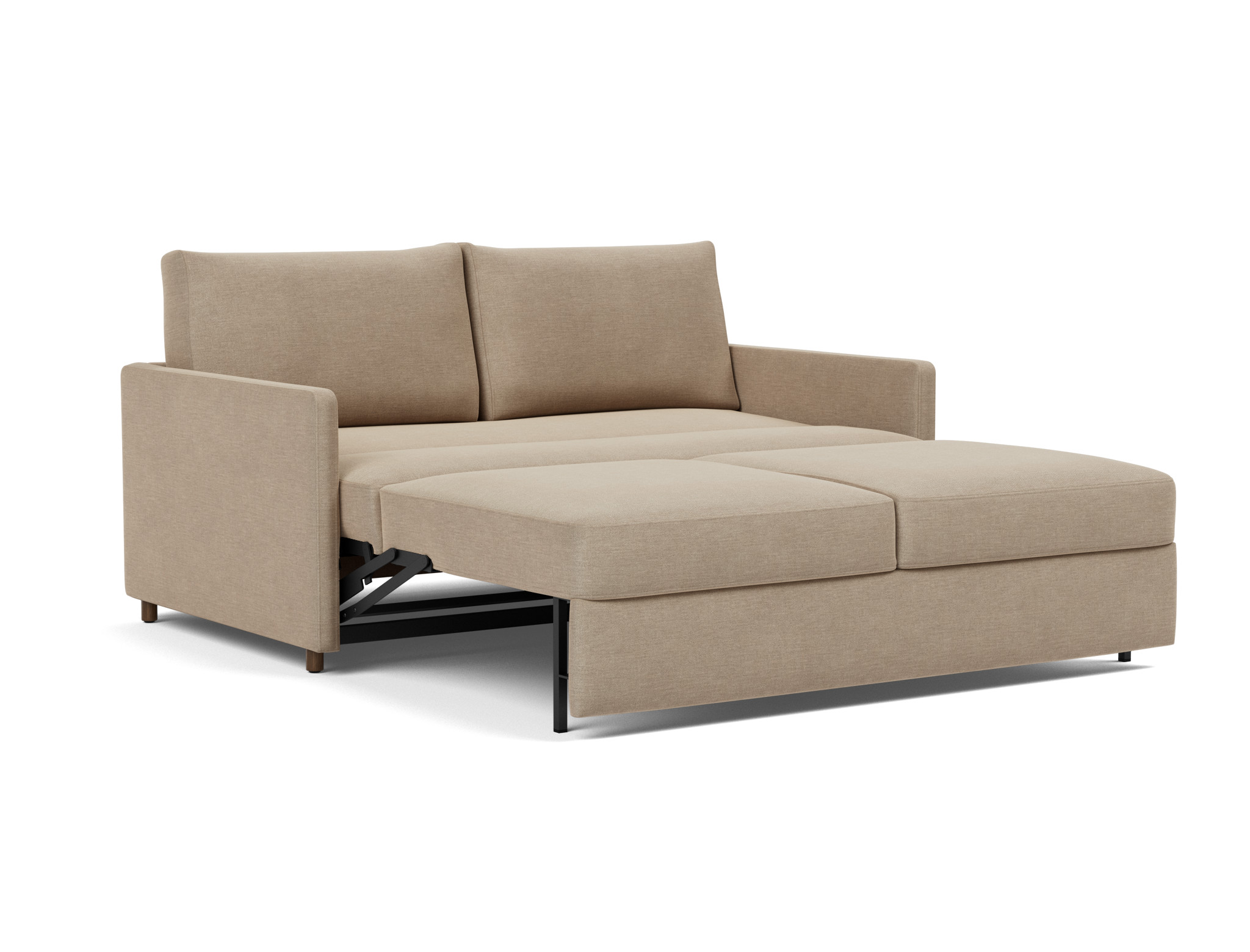 Schlafsofa Neah mit Slim-Armlehnen 160 Flachgewebe Phobos 587-Mocha