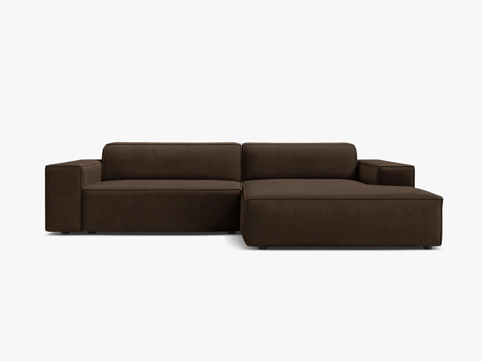 Micadoni Ecksofa Jodie 3-Sitzer Rechts Samt Bluvel Dunkelbraun