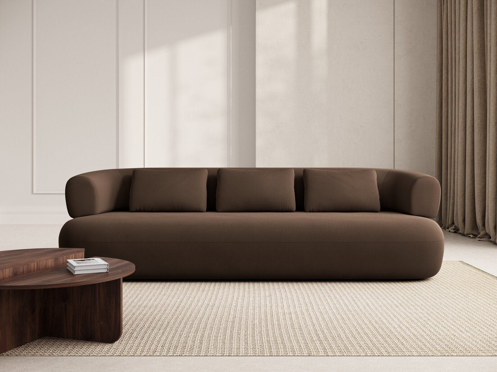 Micadoni Sofa Jenny 3-Sitzer Samt Salvador Schokolade