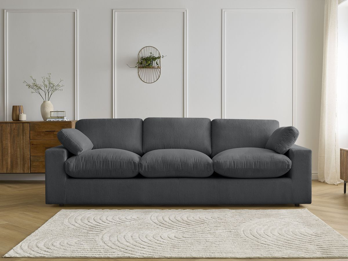 Bobochic Belair Sofa 3-Sitzer 250 × 93 cm Cordsamt Dunkelgrau