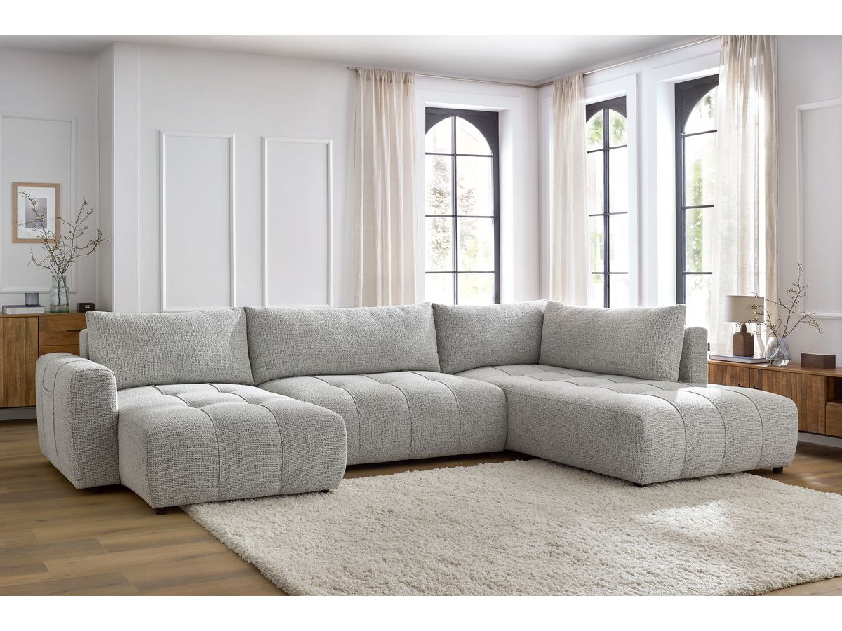 Bobochic Arsene Wohnlandschaft Melange-Stoff Hellgrau Ecke links