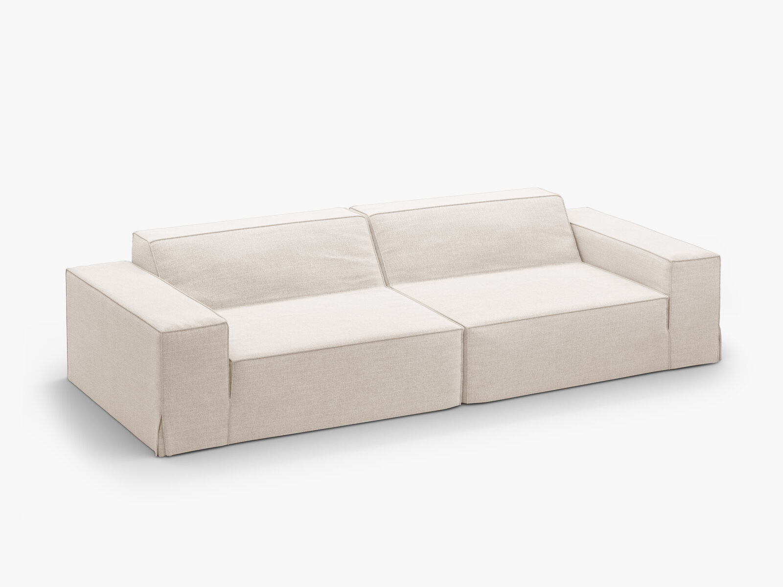Micadoni Sofa Jodie 4-Sitzer Strukturierter Stoff Lins Beige
