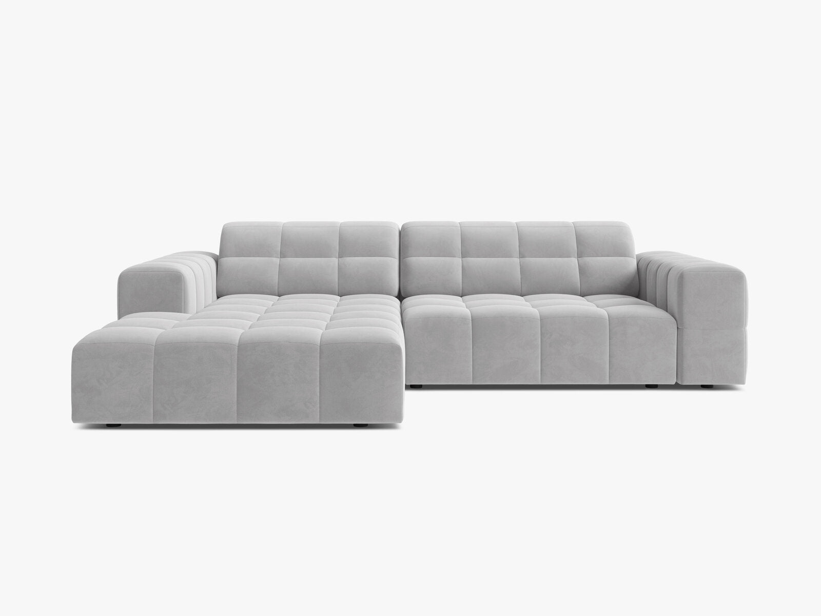 Micadoni Jennifer Ecksofa 4-Sitzer Links Samt Bluvel Silber