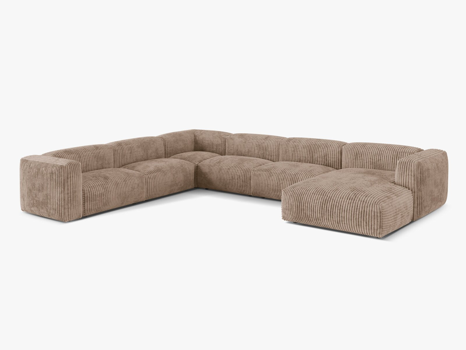 Micadoni modulares Ecksofa XL Martina 6-Sitzer Links Kord Tilia Eichel