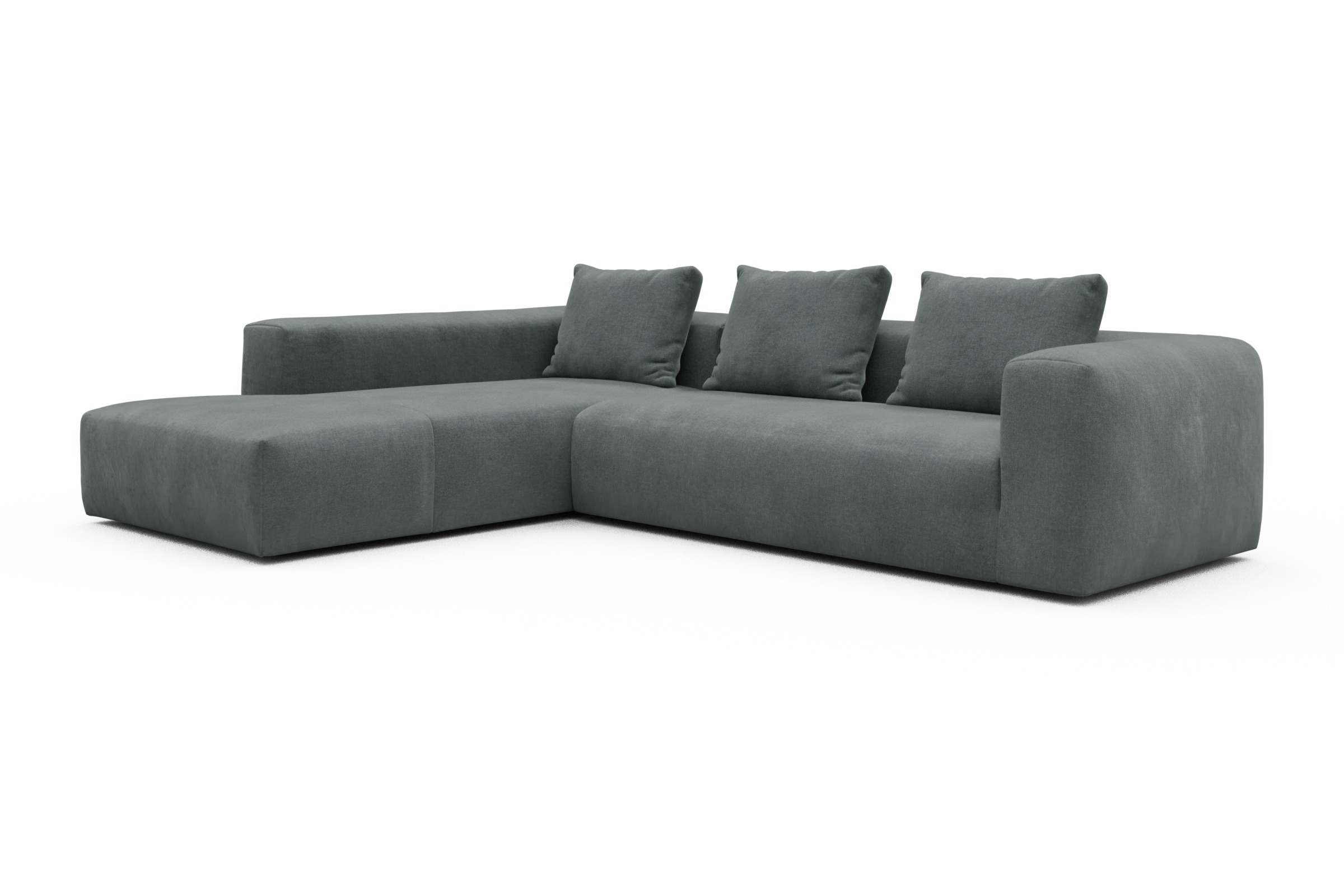 Ecksofa Fred Relax-Ecke links mit 2,5-Sitzer Smooth-Silver-Grey