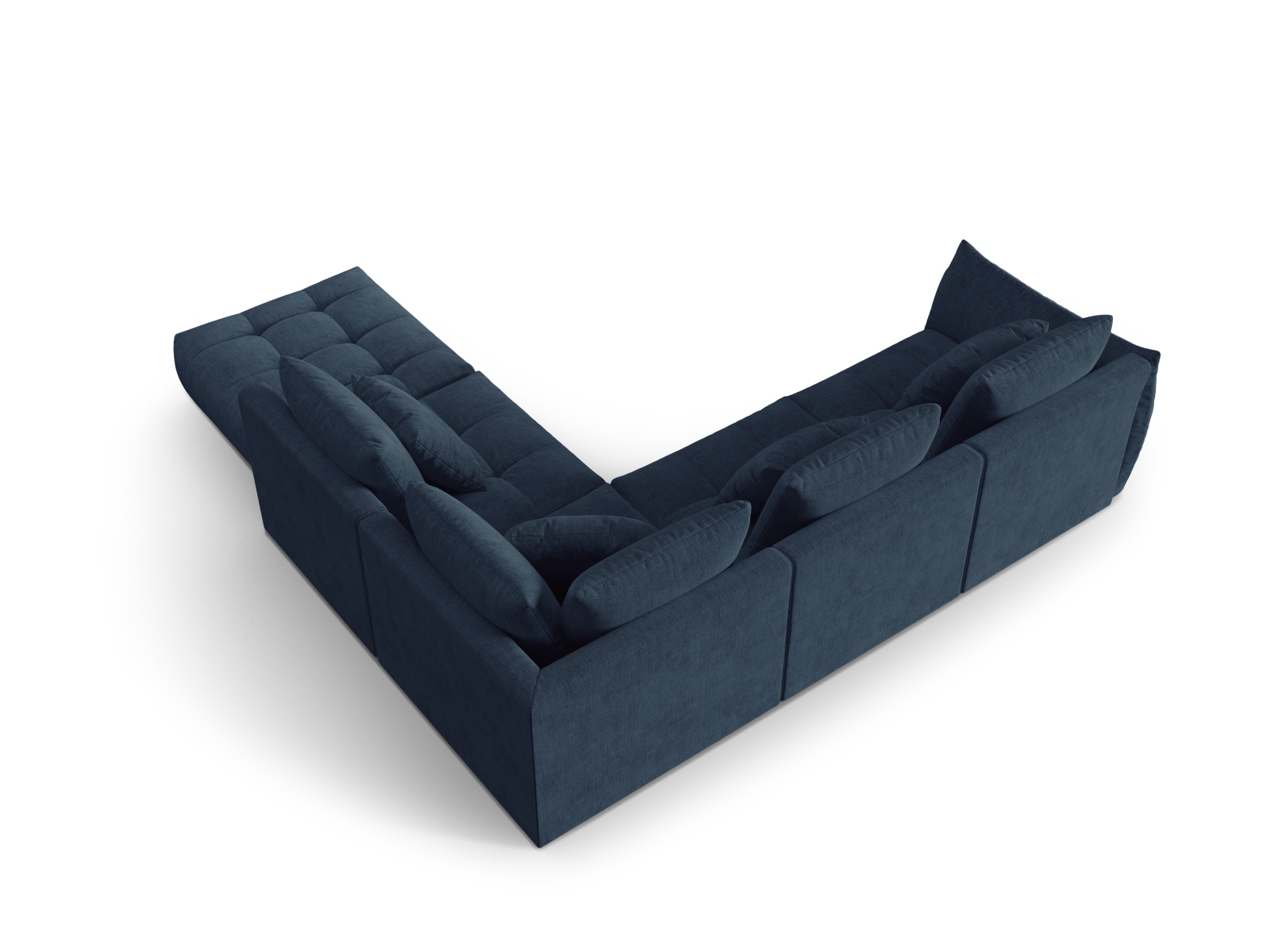 Micadoni Ecksofa Bloom 5-Sitzer Rechts Strukturierter Stoff Dunkelblau