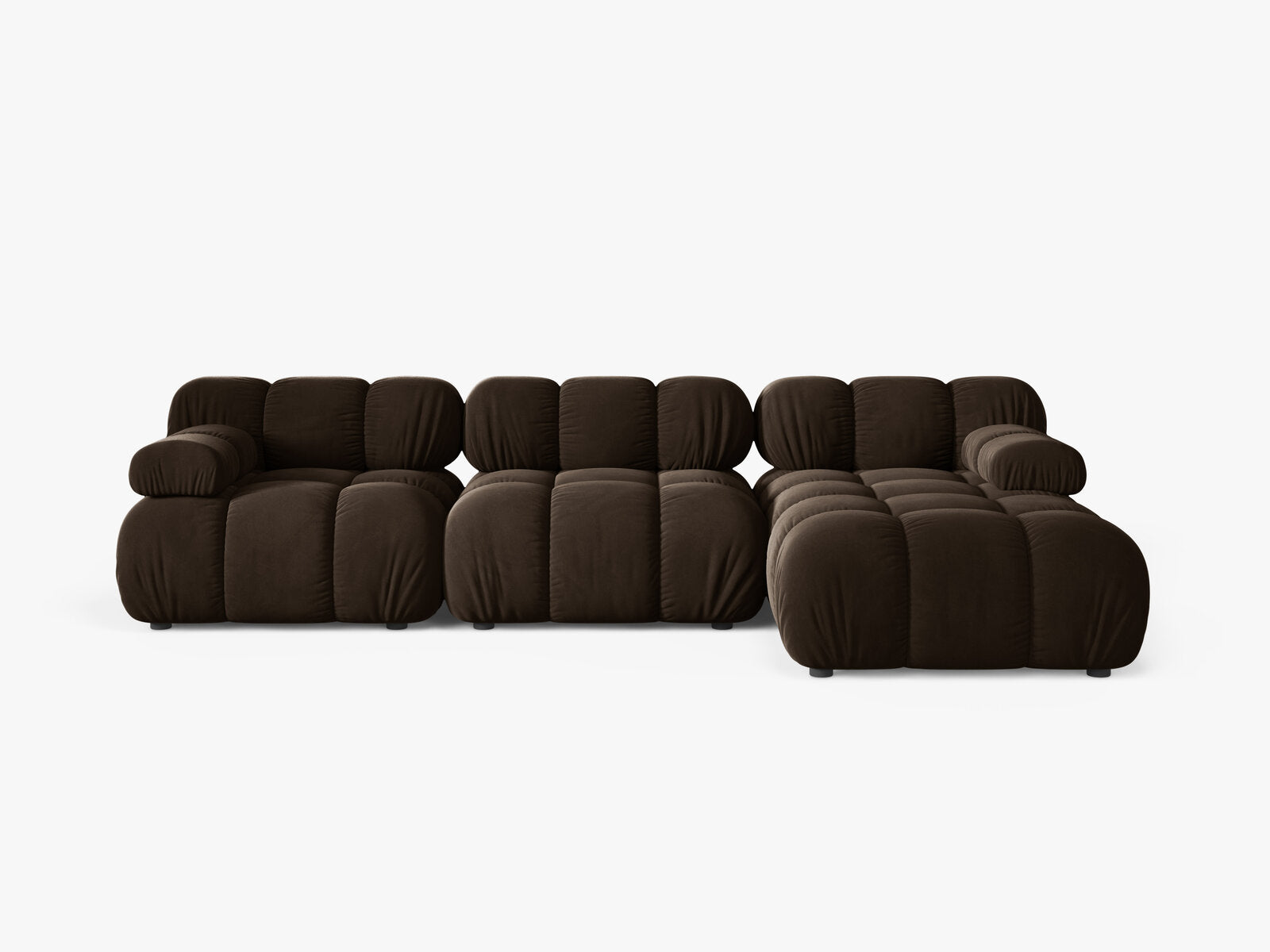 Micadoni Modulares Ecksofa Bellis 4-Sitzer Rechts Samt Bluvel Dunkelbraun
