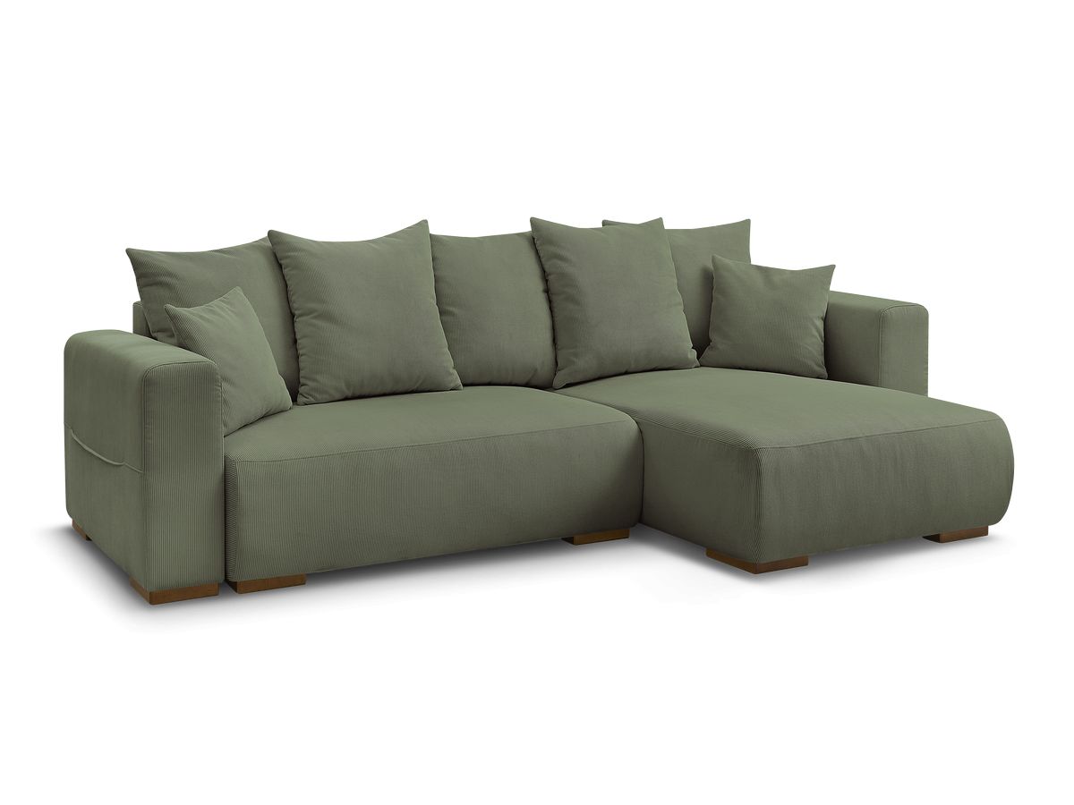 Bobochic Sidonie Ecksofa mit Schlaffunktion und Bettkasten Cordsamt Grün