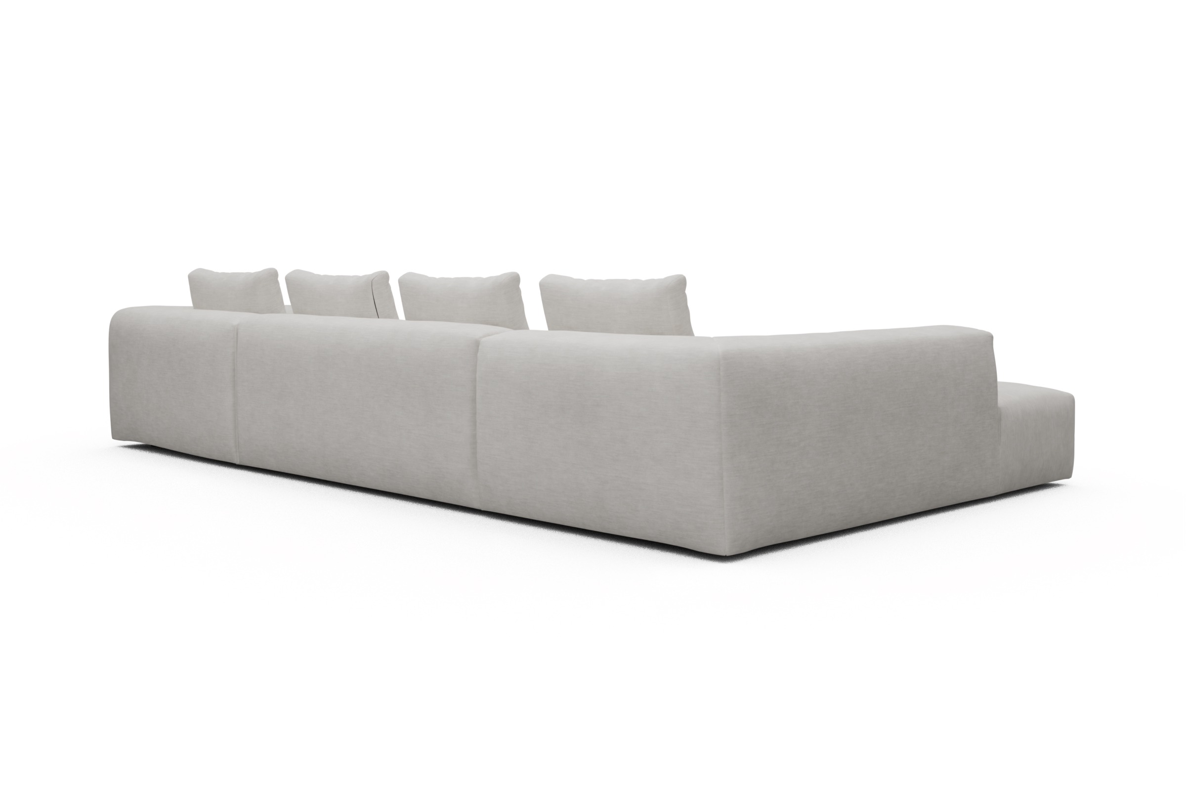Wohnlandschaft Fred Relax-Ecke links mit 2-Sitzer und Chaiselongue rechts Vivus-Dusty-Off-White