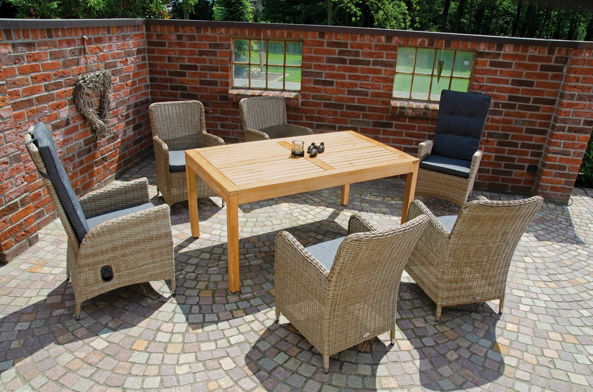 Sessel Para-Basic Aluminium/Kunststoffgeflecht sandstone inklusive Kissen Sunny Smart made by SonnenPartner moebelfaktor