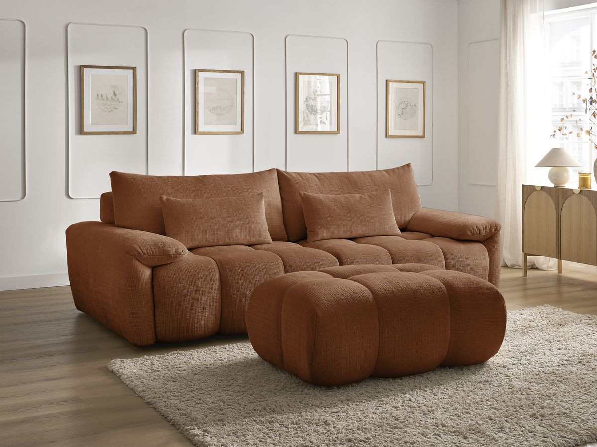 Bobochic Ivane Sofa 4-Sitzer Strukturstoff Orange